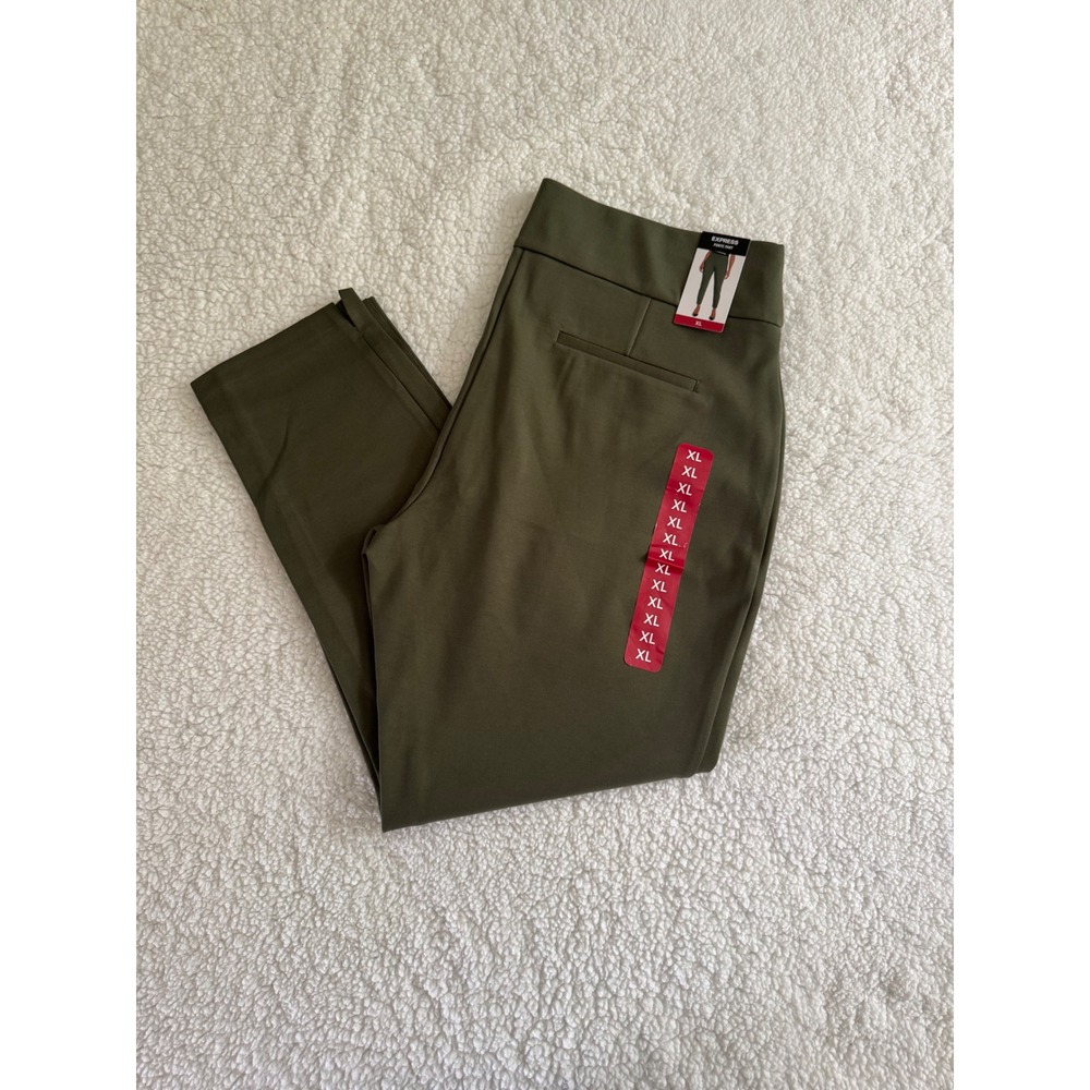 Express Editor Pant Women XL Olive Green NWT